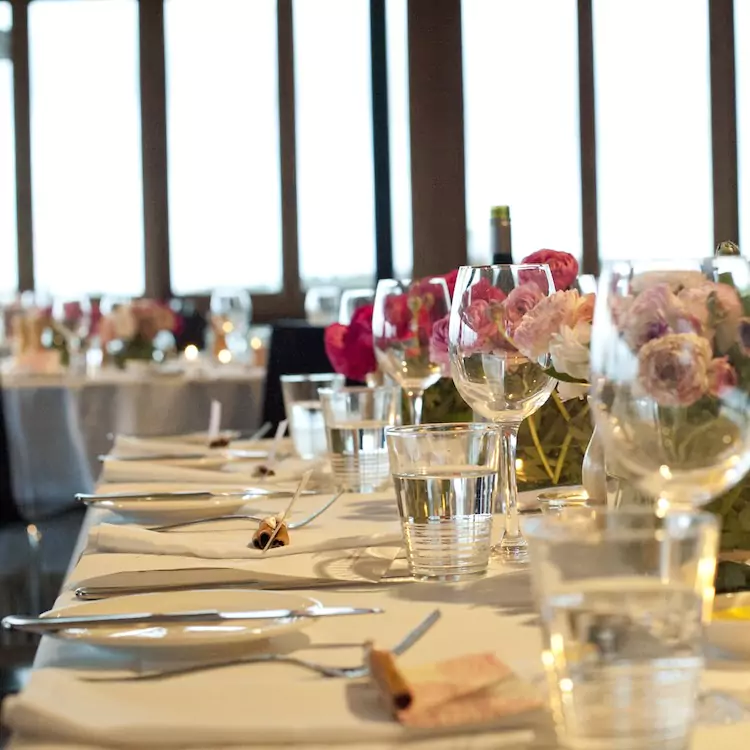 Tables set for a wedding in our restaurant