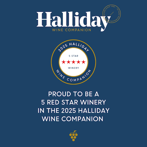 Halliday 5 red star winery badge